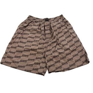 BALENCIAGA Mens Homewear BB Monogram Cotton Poplin Shorts IT46/US Small NWT $910